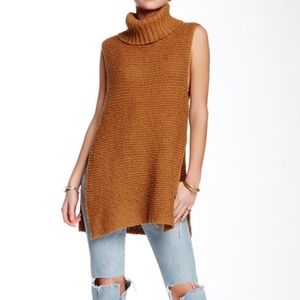Free people tan cowl neck sleeveless sweater